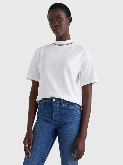 Tommy Hilfiger Organic Pamut Signature Relaxed Fit Póló Női Fehér | TH753BHG