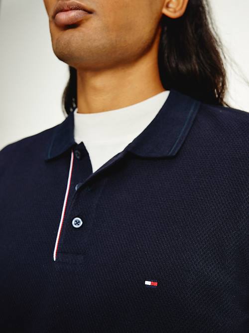 Tommy Hilfiger Organic Pamut Slim Fit Póló Férfi Kék | TH034SHC