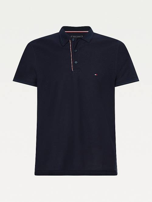 Tommy Hilfiger Organic Pamut Slim Fit Póló Férfi Kék | TH034SHC