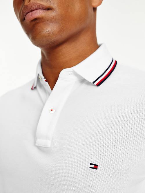 Tommy Hilfiger Organic Pamut Slim Fit Póló Férfi Fehér | TH049AOP