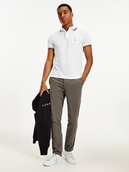 Tommy Hilfiger Organic Pamut Slim Fit Póló Férfi Fehér | TH049AOP