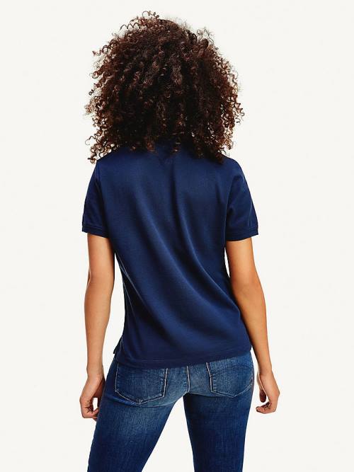 Tommy Hilfiger Organic Pamut Slim Fit Póló Női Kék | TH394SXO