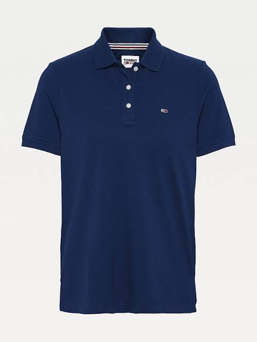 Tommy Hilfiger Organic Pamut Slim Fit Póló Női Kék | TH394SXO