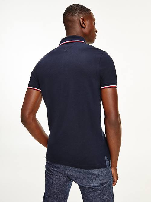 Tommy Hilfiger Organic Pamut Slim Fit Póló Férfi Kék | TH501HTZ