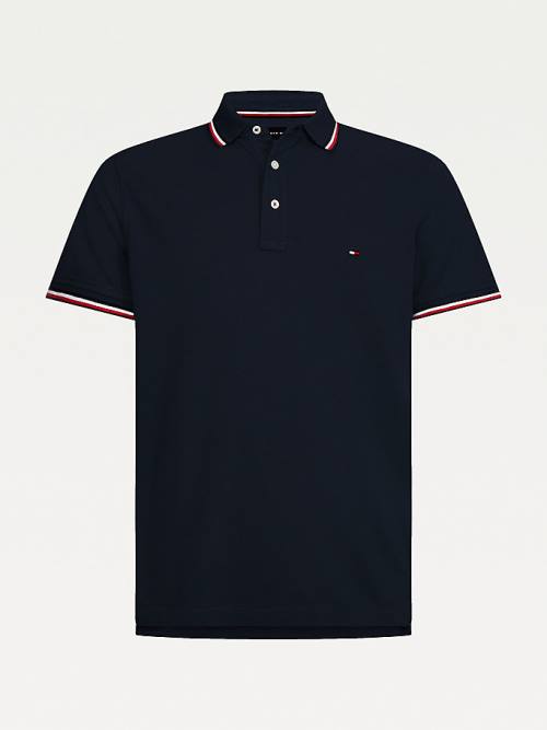 Tommy Hilfiger Organic Pamut Slim Fit Póló Férfi Kék | TH501HTZ