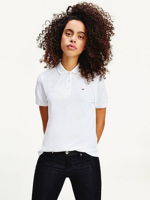 Tommy Hilfiger Organic Pamut Slim Fit Póló Női Fehér | TH573CTB