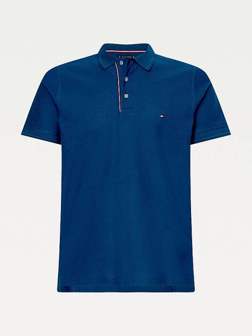 Tommy Hilfiger Organic Pamut Slim Fit Póló Férfi Kék | TH654QFB