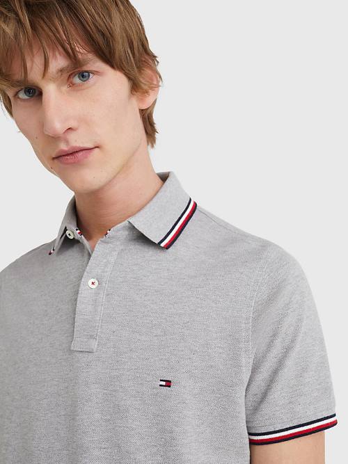 Tommy Hilfiger Organic Pamut Slim Fit Póló Férfi Szürke | TH806UHR