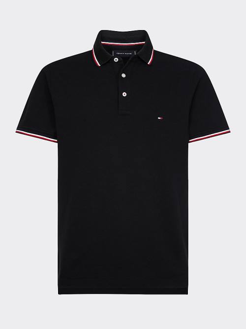 Tommy Hilfiger Organic Pamut Slim Fit Póló Férfi Fekete | TH831JWI