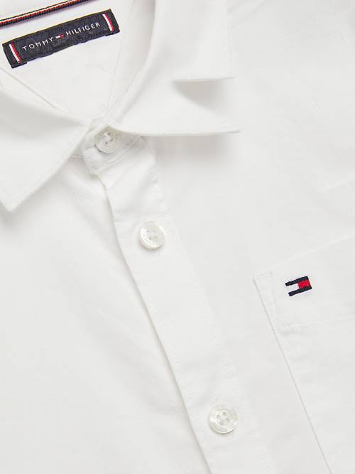 Tommy Hilfiger Organic Pamut Stretch Twill Logo Ingek Fiú Fehér | TH145ABF