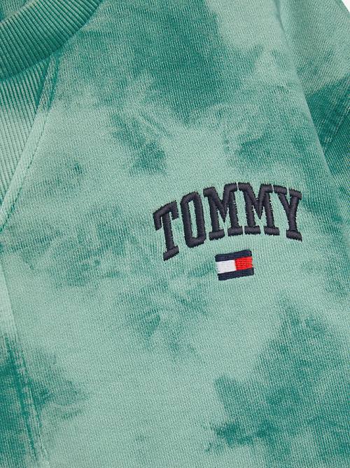 Tommy Hilfiger Organic Pamut Tie-Die Varsity Pulóver Fiú Zöld | TH297RCT