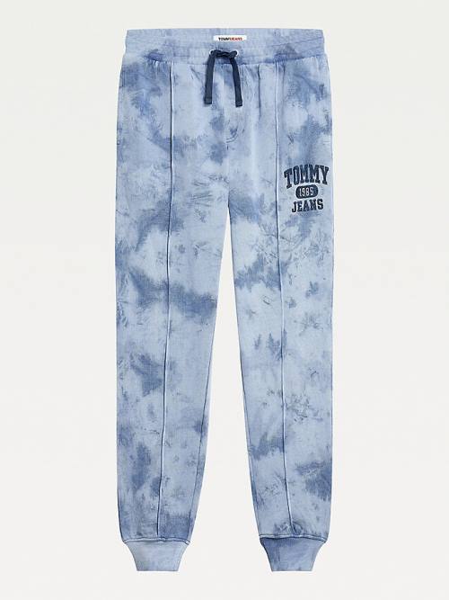 Tommy Hilfiger Organic Pamut Tie-Dye Slim Fit Joggers Nadrág Férfi Kék | TH417TFE