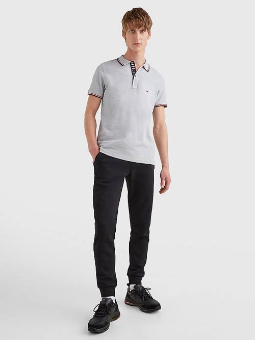 Tommy Hilfiger Organic Pamut Tipped Slim Fit Póló Férfi Szürke | TH318QBJ