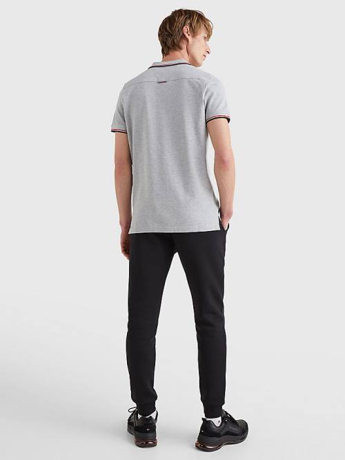 Tommy Hilfiger Organic Pamut Tipped Slim Fit Póló Férfi Szürke | TH318QBJ