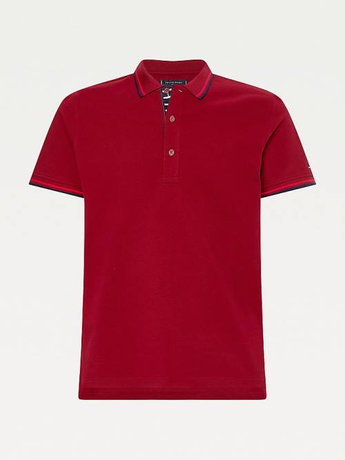 Tommy Hilfiger Organic Pamut Tipped Slim Fit Póló Férfi Piros | TH851YKF