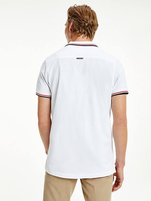 Tommy Hilfiger Organic Pamut Tipped Slim Fit Póló Férfi Fehér | TH968GKJ