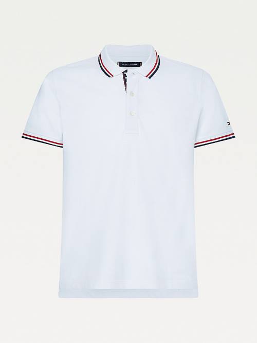 Tommy Hilfiger Organic Pamut Tipped Slim Fit Póló Férfi Fehér | TH968GKJ