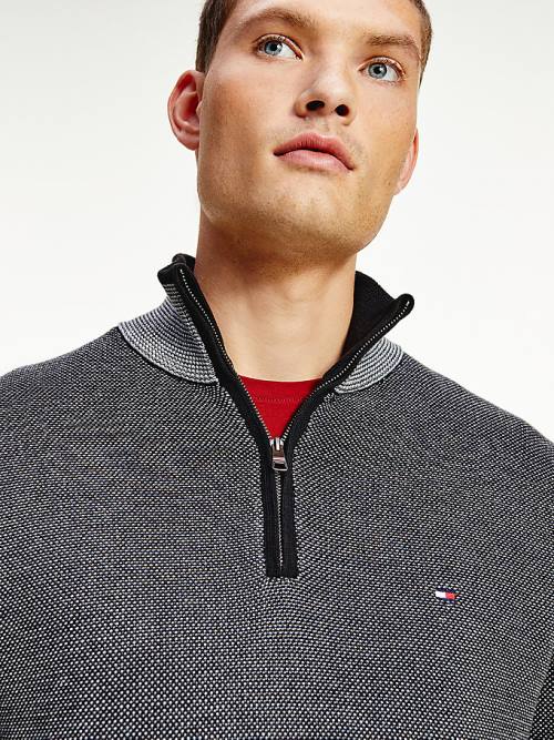 Tommy Hilfiger Organic Pamut Tonal Half-Zip Jumper Pulóverek Férfi Szürke | TH056UDM