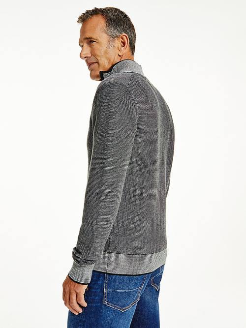 Tommy Hilfiger Organic Pamut Tonal Half-Zip Jumper Pulóverek Férfi Szürke | TH056UDM