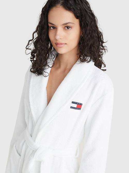 Tommy Hilfiger Organic Pamut Towelling Robe Pizsama Női Fehér | TH348JWN