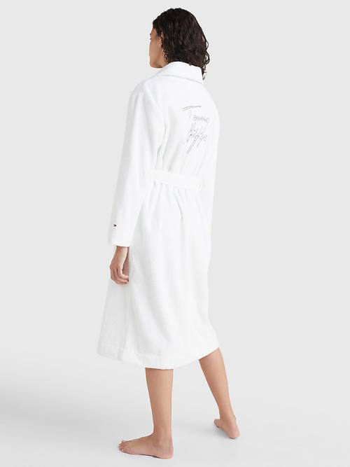 Tommy Hilfiger Organic Pamut Towelling Robe Pizsama Női Fehér | TH348JWN