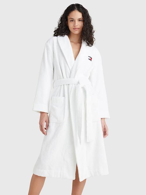 Tommy Hilfiger Organic Pamut Towelling Robe Pizsama Női Fehér | TH348JWN