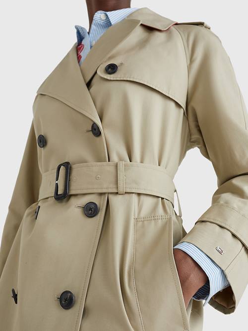 Tommy Hilfiger Organic Pamut Trench Dzseki Női Bézs | TH368WOS