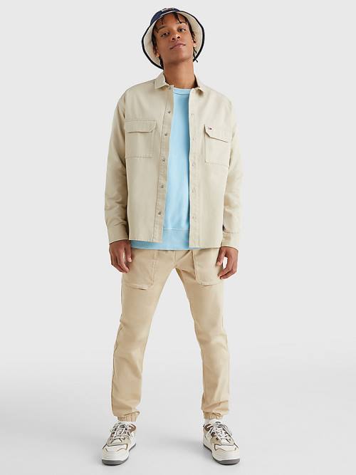 Tommy Hilfiger Organic Pamut Twill Overshirt Ingek Férfi Bézs | TH079IOL