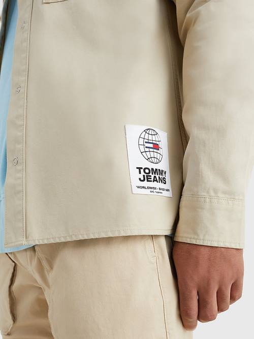 Tommy Hilfiger Organic Pamut Twill Overshirt Ingek Férfi Bézs | TH079IOL