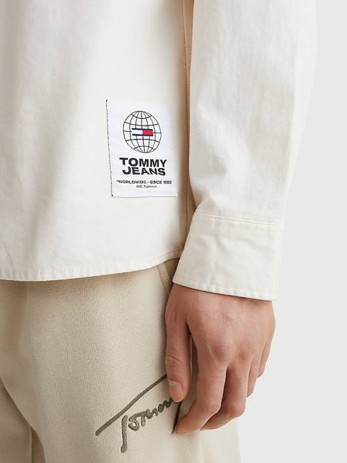 Tommy Hilfiger Organic Pamut Twill Overshirt Ingek Férfi Fehér | TH510KIH