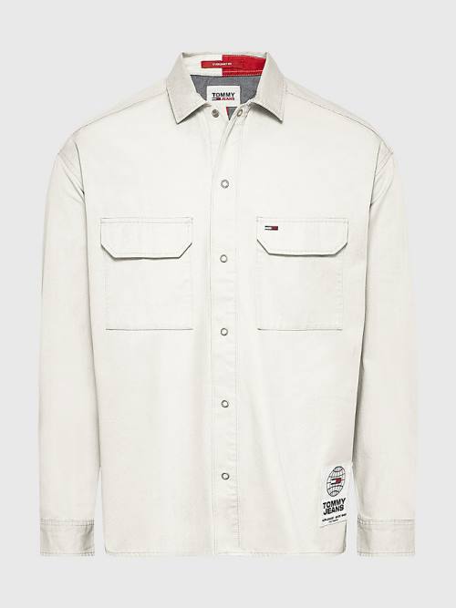 Tommy Hilfiger Organic Pamut Twill Overshirt Ingek Férfi Fehér | TH510KIH