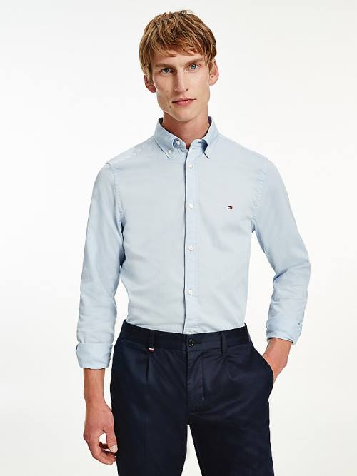 Tommy Hilfiger Organic Pamut Twill Slim Fit Ingek Férfi Kék | TH726QJI