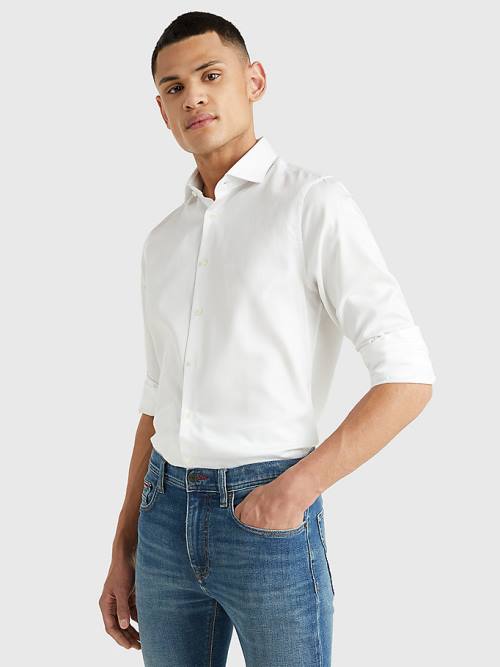 Tommy Hilfiger Organic Pamut Twill Slim Fit Ingek Férfi Fehér | TH761YNM