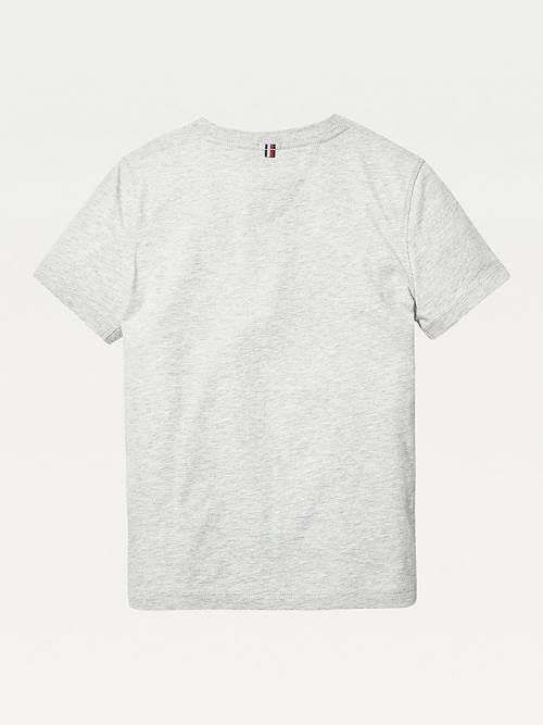 Tommy Hilfiger Organic Pamut V-Neck Póló Lány Szürke | TH106OJB