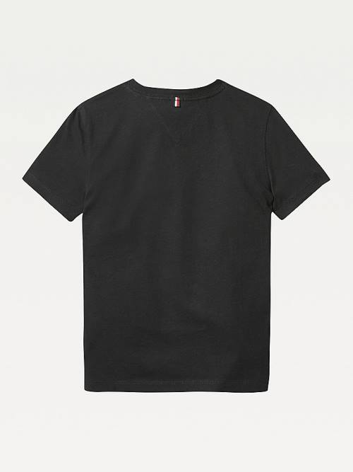 Tommy Hilfiger Organic Pamut V-Neck Póló Lány Fekete | TH137LIA