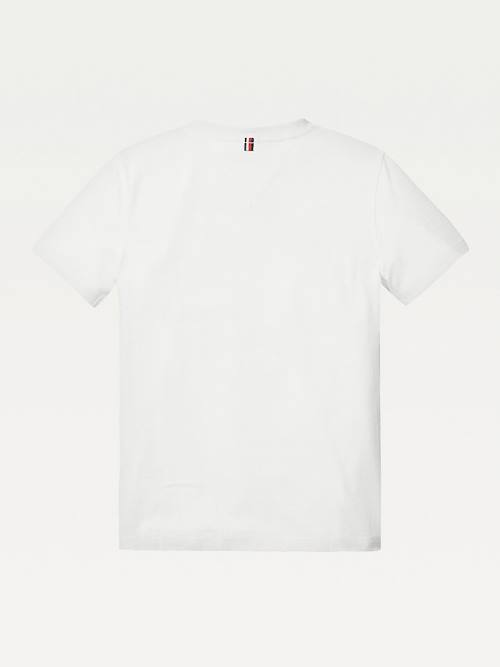 Tommy Hilfiger Organic Pamut V-Neck Póló Fiú Fehér | TH341WRZ