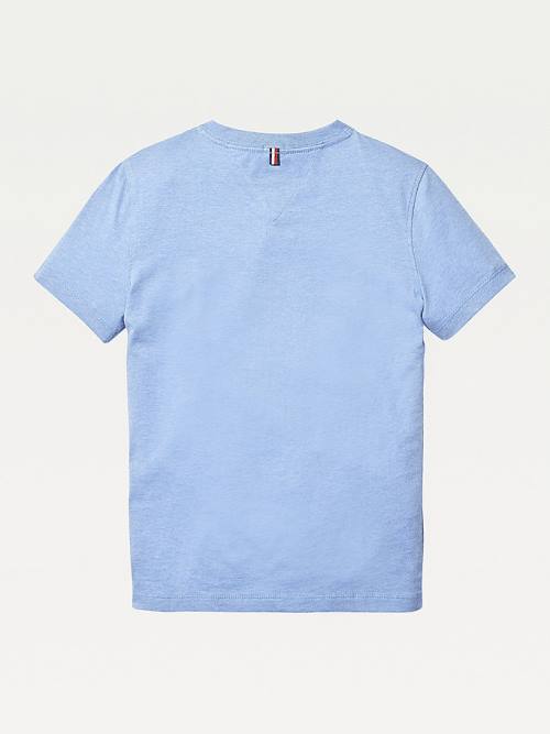 Tommy Hilfiger Organic Pamut V-Neck Póló Fiú Kék | TH409OKT