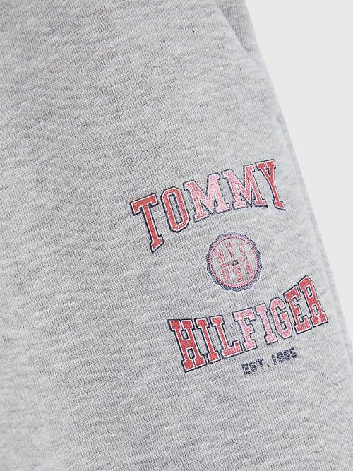 Tommy Hilfiger Organic Pamut Varsity Joggers Nadrág Lány Szürke | TH746HGN