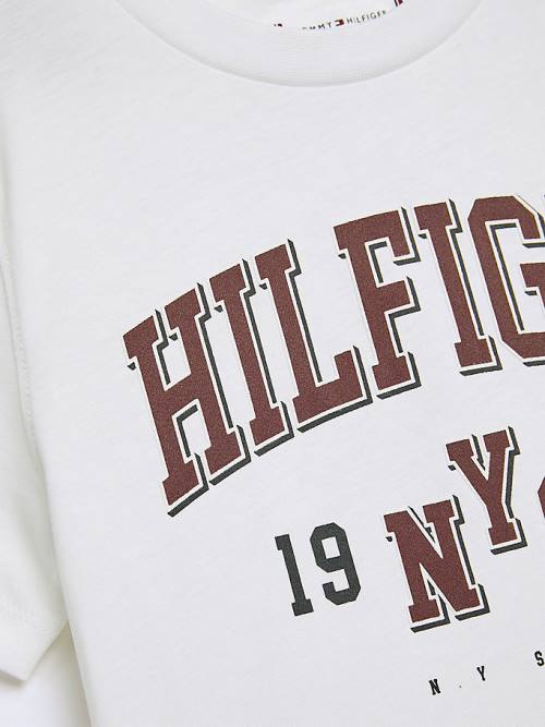 Tommy Hilfiger Organic Pamut Varsity Print Póló Fiú Fehér | TH842PMX