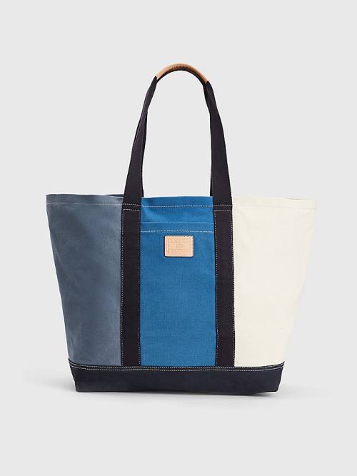 Tommy Hilfiger Organic Pamut Vászon Tote Táska Férfi Kék | TH304WQM