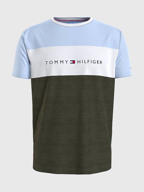 Tommy Hilfiger Original Colour-Blocked Logo Pizsama Férfi Kék | TH216WZN