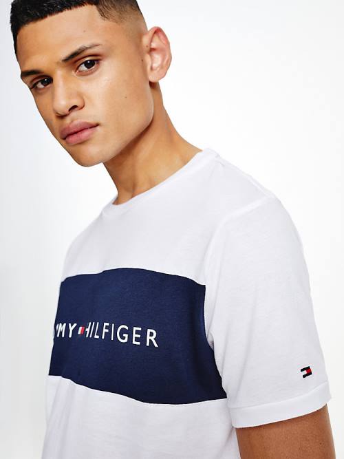 Tommy Hilfiger Original Colour-Blocked Logo Pizsama Férfi Fehér | TH217ZVC