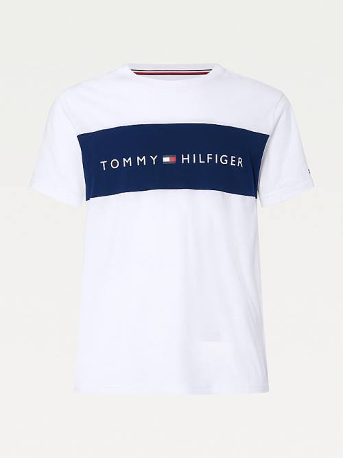 Tommy Hilfiger Original Colour-Blocked Logo Pizsama Férfi Fehér | TH217ZVC