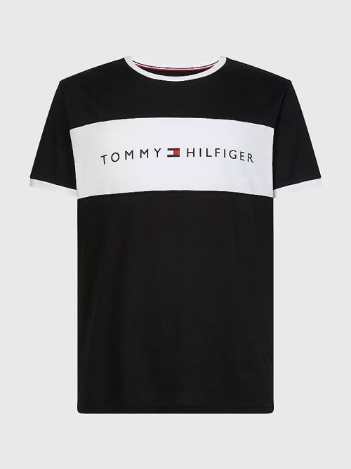 Tommy Hilfiger Original Colour-Blocked Logo Pizsama Férfi Fekete | TH239YKU