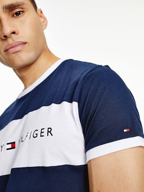 Tommy Hilfiger Original Colour-Blocked Logo Pizsama Férfi Kék | TH375HAL