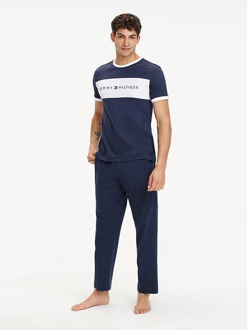 Tommy Hilfiger Original Colour-Blocked Logo Pizsama Férfi Kék | TH375HAL