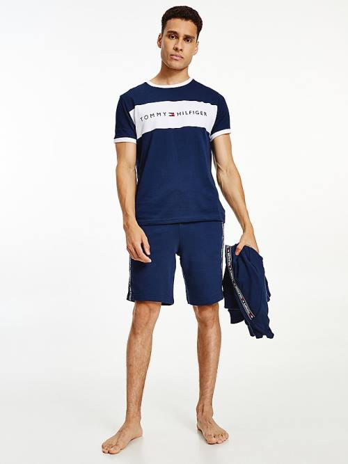 Tommy Hilfiger Original Colour-Blocked Logo Pizsama Férfi Kék | TH375HAL