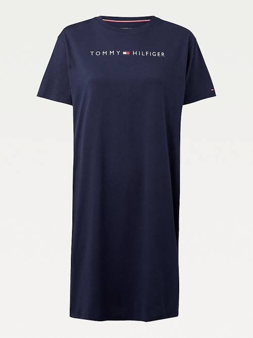 Tommy Hilfiger Original Half Sleeve Nightdress Pizsama Női Kék | TH834EIO