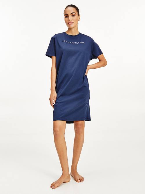 Tommy Hilfiger Original Half Sleeve Nightdress Pizsama Női Kék | TH834EIO