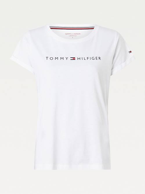 Tommy Hilfiger Original Logo Turn-Back Cuff Póló Női Fehér | TH013PDC